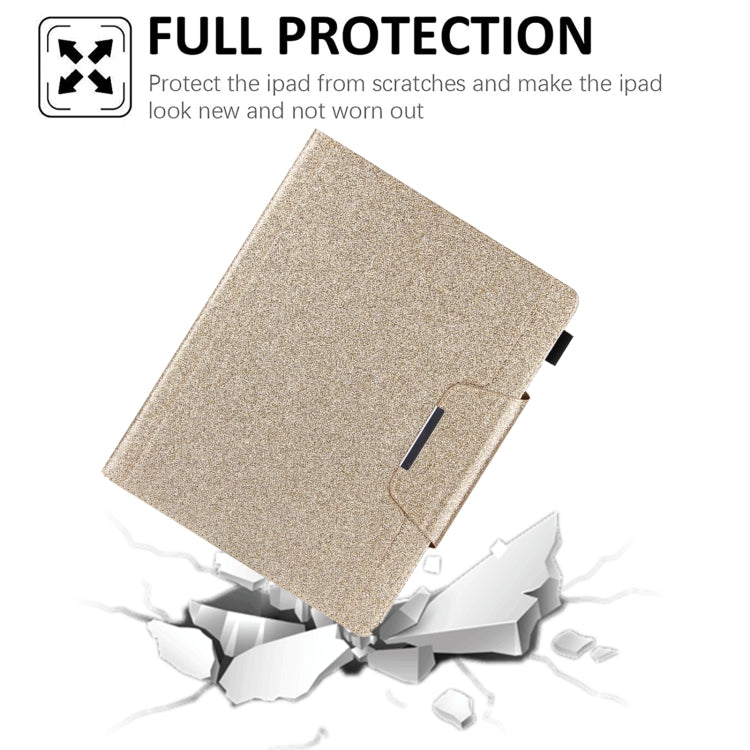 For iPad Pro 11 2024 Glitter Metal Buckle Leather Smart Tablet Case(Gold)