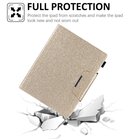 For iPad Pro 11 2024 Glitter Metal Buckle Leather Smart Tablet Case(Gold)