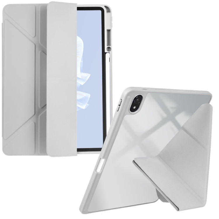 For Huawei MatePad Air 11.5 2023 Clear Acrylic Deformation Leather Tablet Case(Grey)