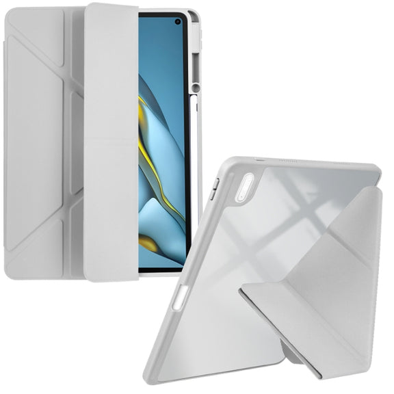 For Huawei MatePad 10.8 Clear Acrylic Deformation Leather Tablet Case(Grey)
