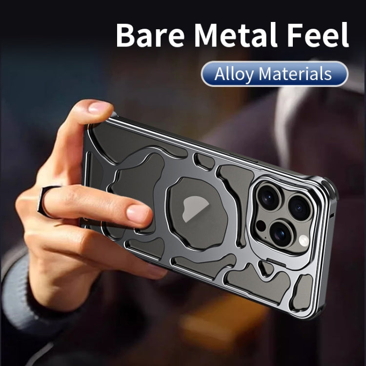 For iPhone 16 Pro Auspicious Cloud Series MagSafe Metal Phone Case with Bracket(Grey)