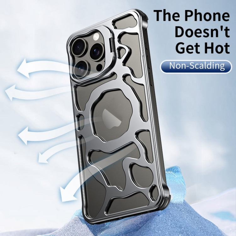 For iPhone 16 Auspicious Cloud Series MagSafe Metal Phone Case with Bracket(Silver)