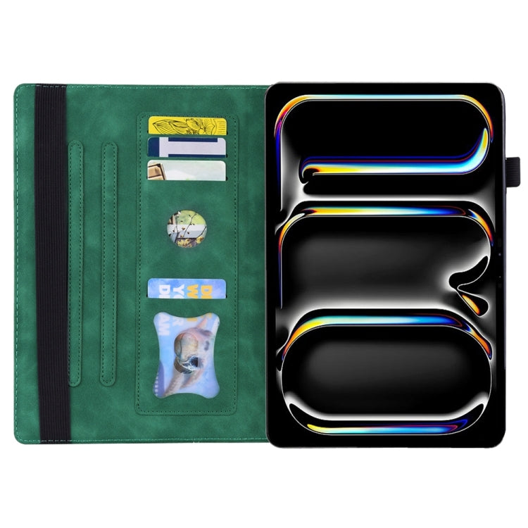 For iPad Pro 13 2024 Splicing Shockproof Leather Tablet Case(Green)