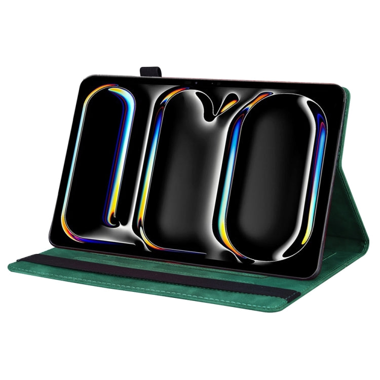 For iPad Pro 13 2024 Splicing Shockproof Leather Tablet Case(Green)