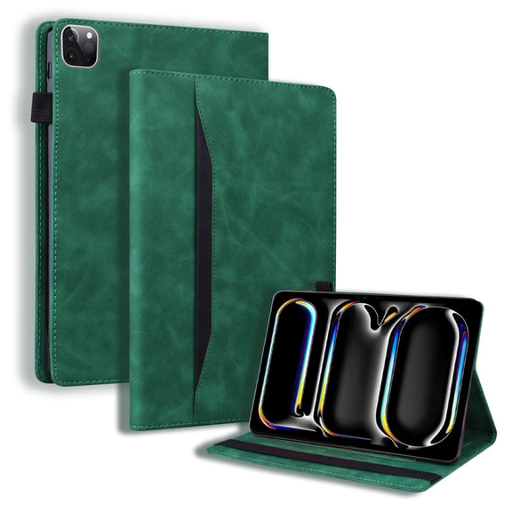 For iPad Pro 11 2024 Splicing Shockproof Leather Tablet Case(Green)