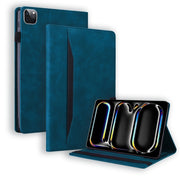 For iPad Pro 11 2024 Splicing Shockproof Leather Tablet Case(Blue)