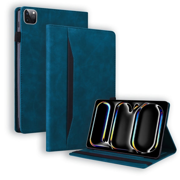 For iPad Pro 11 2024 Splicing Shockproof Leather Tablet Case(Blue)