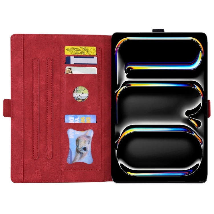 For iPad Pro 13 2024 Love Butterfly Embossed Leather Tablet Case(Red)