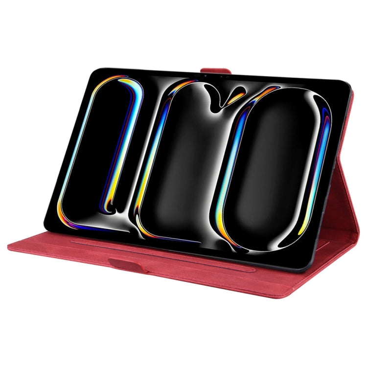 For iPad Pro 13 2024 Love Butterfly Embossed Leather Tablet Case(Red)