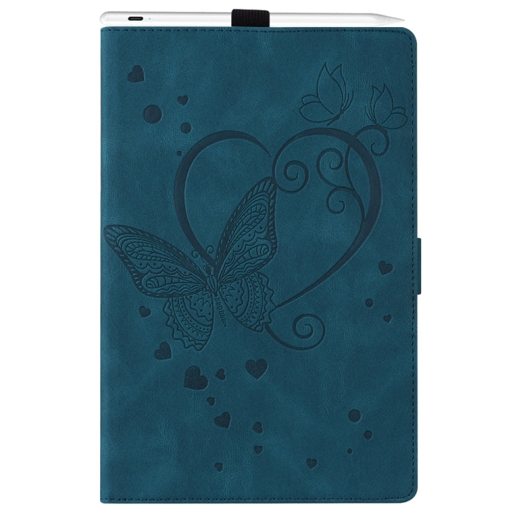 For iPad Pro 13 2024 Love Butterfly Embossed Leather Tablet Case(Blue)