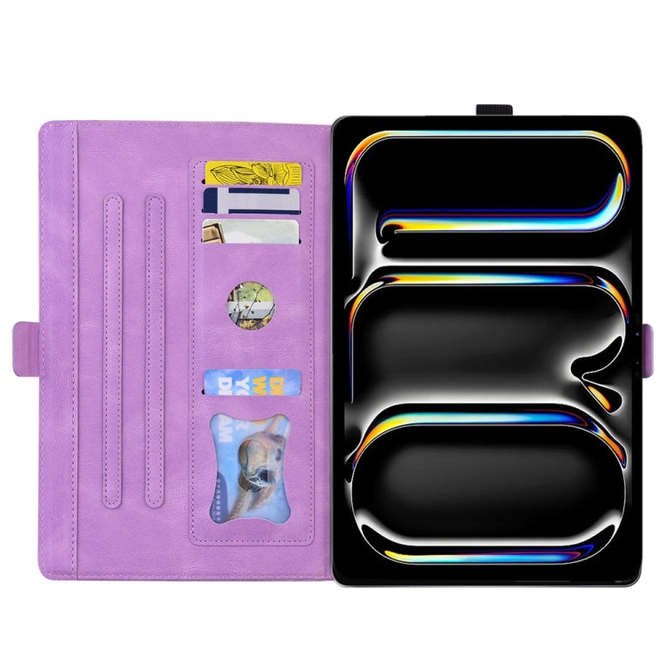 For iPad Pro 13 2024 Love Butterfly Embossed Leather Tablet Case(Purple)
