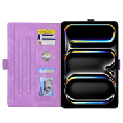 For iPad Pro 13 2024 Love Butterfly Embossed Leather Tablet Case(Purple)