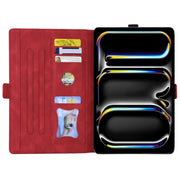 For iPad Pro 11 2024 Love Butterfly Embossed Leather Tablet Case(Red)