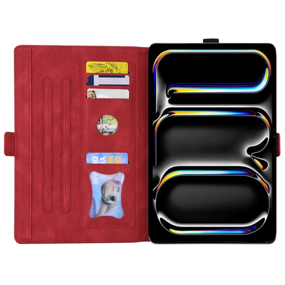 For iPad Pro 11 2024 Love Butterfly Embossed Leather Tablet Case(Red)