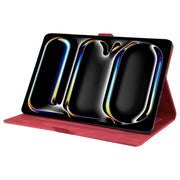 For iPad Pro 11 2024 Love Butterfly Embossed Leather Tablet Case(Red)