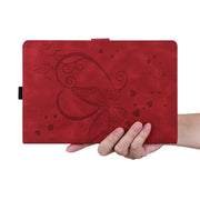 For iPad Pro 11 2024 Love Butterfly Embossed Leather Tablet Case(Red)