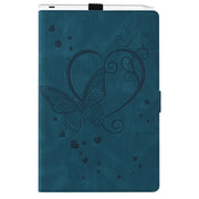 For iPad Pro 11 2024 Love Butterfly Embossed Leather Tablet Case(Blue)