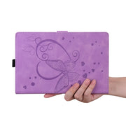 For iPad Pro 11 2024 Love Butterfly Embossed Leather Tablet Case(Purple)