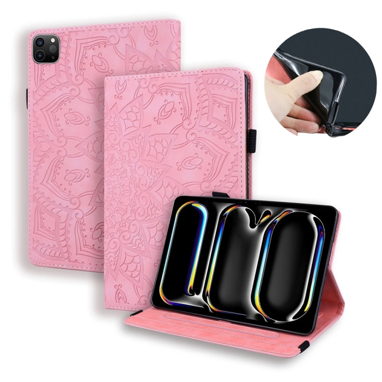 For iPad Pro 13 2024 Calf Texture Embossed Leather Tablet Case(Pink)