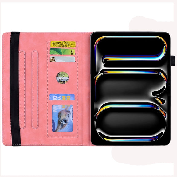 For iPad Pro 13 2024 Calf Texture Embossed Leather Tablet Case(Pink)