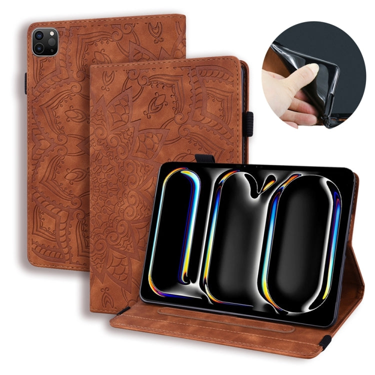 For iPad Pro 11 2024 Calf Texture Embossed Leather Tablet Case(Brown)