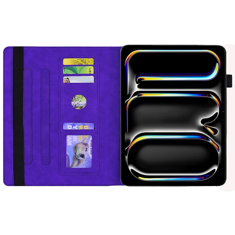 For iPad Pro 11 2024 Calf Texture Embossed Leather Tablet Case(Purple)