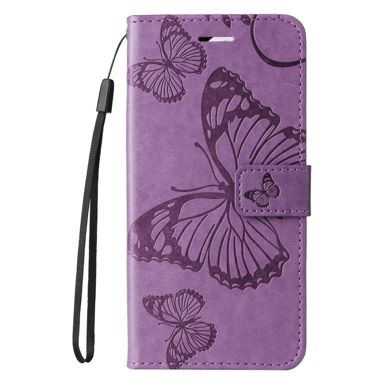 For iPhone 16e 3D Butterfly Embossed Pattern Flip Leather Phone Case(Purple)
