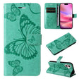 For iPhone 16 3D Butterfly Embossed Pattern Flip Leather Phone Case(Green) - iPhone 16 Cases by PMC TechLife | Online Shopping South Africa | PMC TechLife | Buy Now Pay Later Mobicred