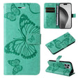 For iPhone 16 Pro Max 3D Butterfly Embossed Pattern Flip Leather Phone Case(Green) - iPhone 16 Pro Cases by PMC TechLife | Online Shopping South Africa | PMC TechLife | Buy Now Pay Later Mobicred