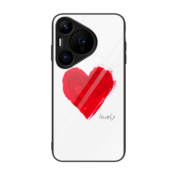 For Huawei Pura 70 Colorful Painted Glass Phone Case(Love)
