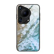 For Huawei Pura 70 Ultra Marble Pattern Glass Protective Phone Case(Beach)