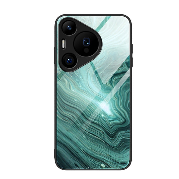 For Huawei Pura 70 Pro Marble Pattern Glass Protective Phone Case(Water Waves)