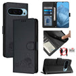 For Google Pixel 9 Pro XL Cat Rat Embossed Pattern RFID Leather Phone Case with Lanyard(Black) - Google Cases by PMC TechLife | Online Shopping South Africa | PMC TechLife | Buy Now Pay Later Mobicred