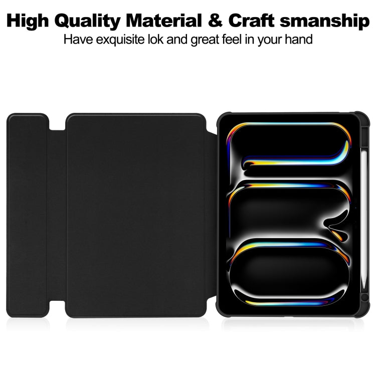 For iPad Pro 13 2024 Transparent Rotation Smart Leather Tablet Case(Black)