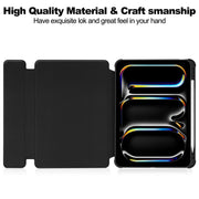For iPad Pro 13 2024 Transparent Rotation Smart Leather Tablet Case(Black)
