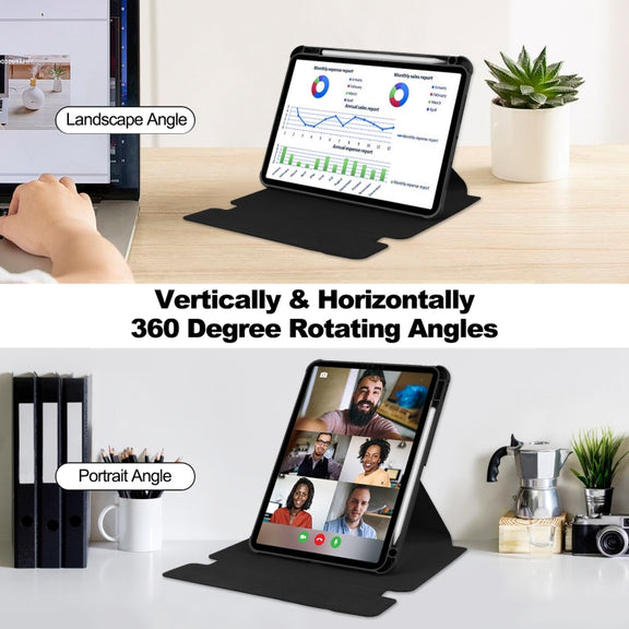 For iPad Pro 13 2024 Transparent Rotation Smart Leather Tablet Case(Black)