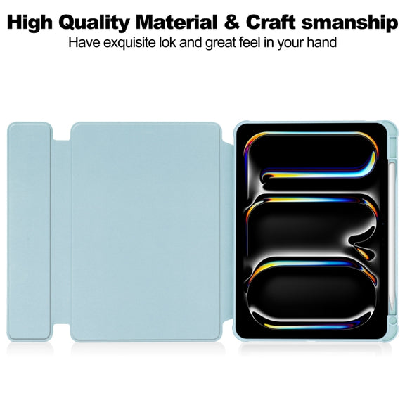 For iPad Pro 13 2024 Transparent Rotation Smart Leather Tablet Case(Sky Blue)