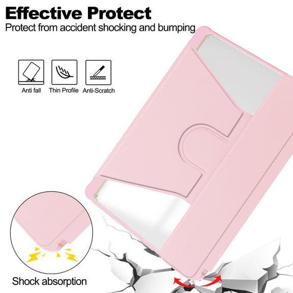 For iPad Pro 13 2024 Transparent Rotation Smart Leather Tablet Case(Pink)