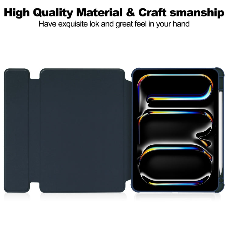 For iPad Pro 13 2024 Transparent Rotation Smart Leather Tablet Case(Dark Blue)