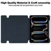 For iPad Pro 13 2024 Transparent Rotation Smart Leather Tablet Case(Dark Blue)