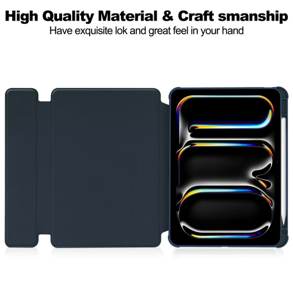 For iPad Pro 13 2024 Transparent Rotation Smart Leather Tablet Case(Dark Blue)