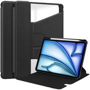 For iPad Air 13 2024 Transparent Rotation Smart Leather Tablet Case(Black)