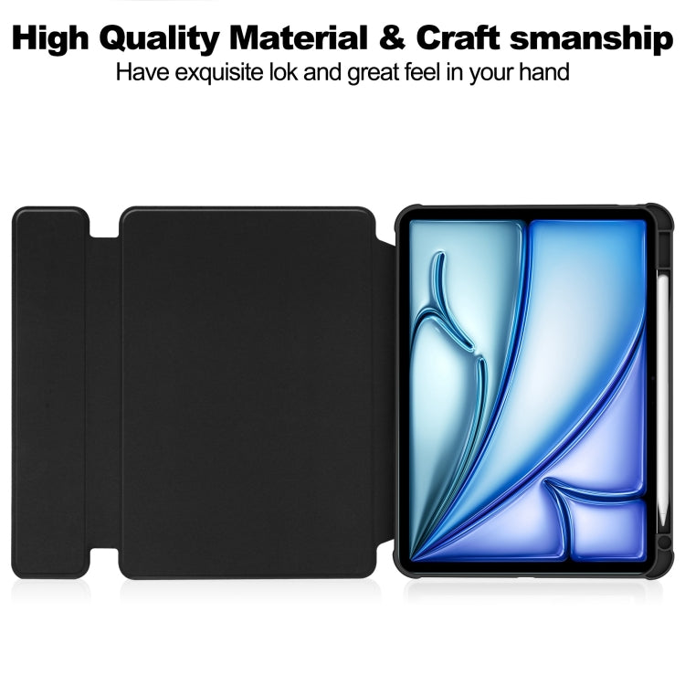 For iPad Air 13 2024 Transparent Rotation Smart Leather Tablet Case(Black)