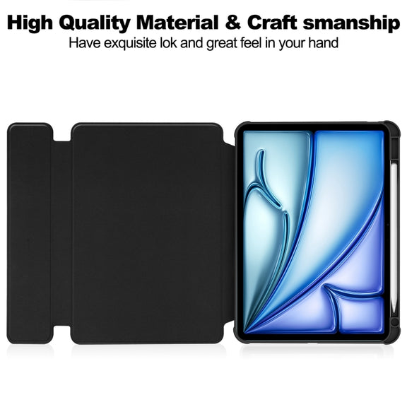 For iPad Air 13 2024 Transparent Rotation Smart Leather Tablet Case(Black)