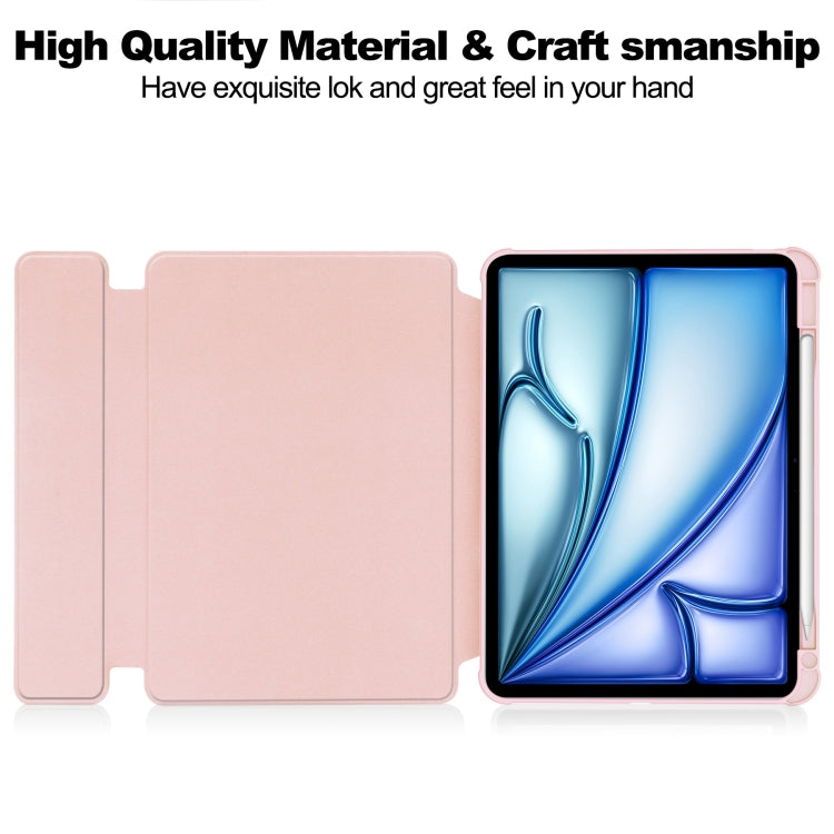 For iPad Air 13 2025 / 2024 Transparent Rotation Smart Leather Tablet Case(Pink)
