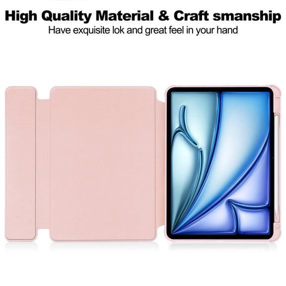 For iPad Air 11 2024 Transparent Rotation Smart Leather Tablet Case(Pink)
