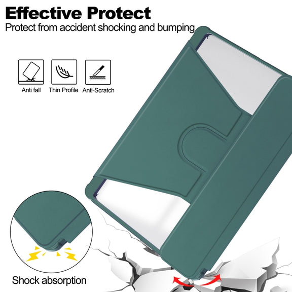 For iPad Pro 11 2024 Transparent Rotation Smart Leather Tablet Case(Dark Green)