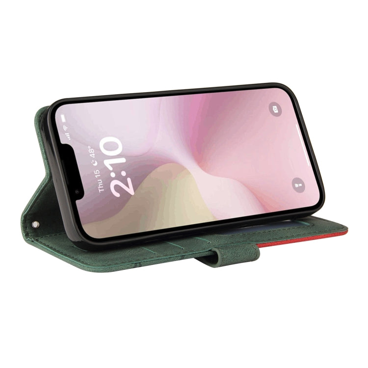 For iPhone 16e Dual-color Splicing Flip Leather Phone Case(Green)
