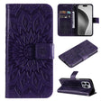 For iPhone 16 Pro Max Embossed Sunflower Pattern Flip Leather Phone Case(Purple) - iPhone 16 Pro Max Cases by PMC TechLife | Online Shopping South Africa | PMC TechLife | Buy Now Pay Later Mobicred