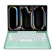 For iPad Pro 13 2024 A13B Detachable Ultra-Thin Bluetooth Keyboard Leather Tablet Case with Pen Slot(Light Green)